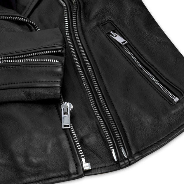 TruClothing Cross Zip Biker Leather Jacket Black XXL 4