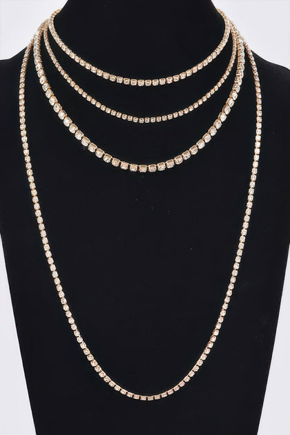 FASHNZFAB Multi-layer Necklace Black One Size 5