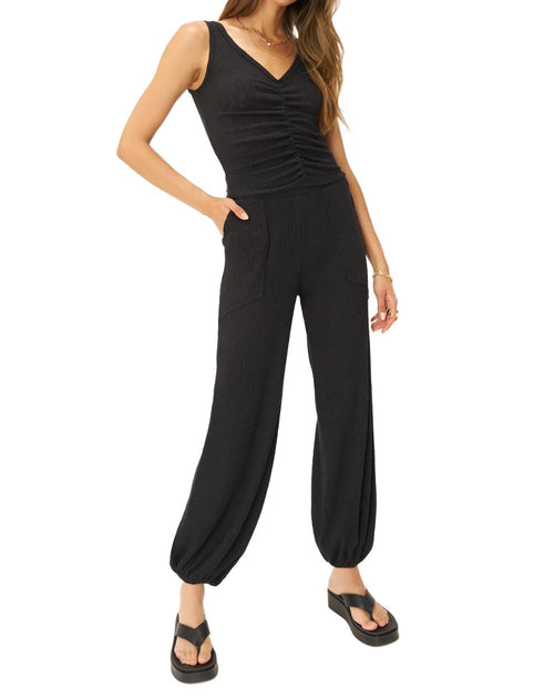 PROJECT SOCIAL T Cabana Ruched Textured Rib Tank Black XSmall 3