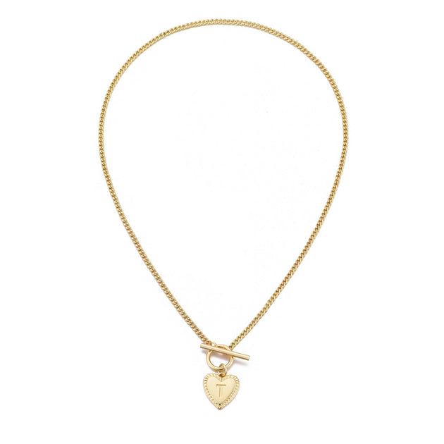 Adornia Heart Initial Toggle Necklace Gold 4