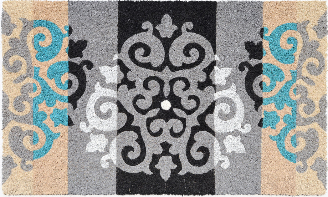 Imports Decor Damask Fleur de Lis Coir Door Mat 2