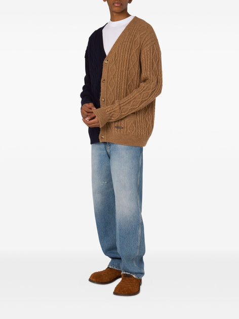 Moschino Two-Tone Cable Knit Cardigan Brown EU 50 3