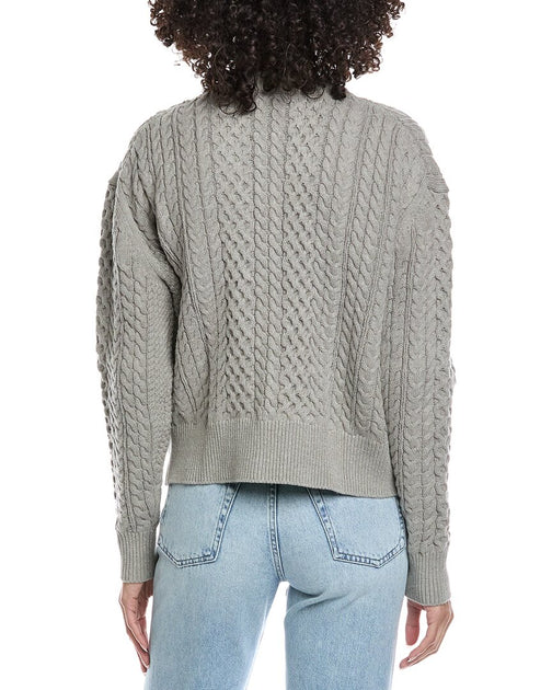 REVERIEE Cable Knit Cardigan Grey Medium 3