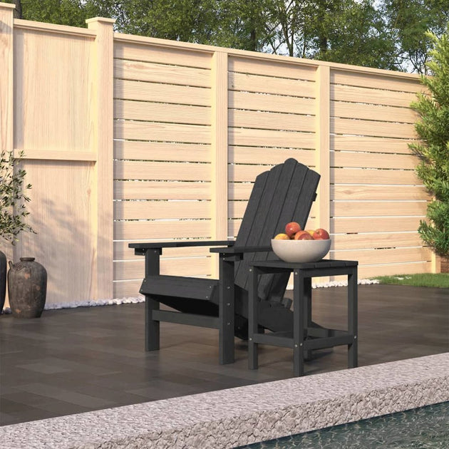 VidaXL Patio Adirondack Chair with Table HDPE Anthracite 2