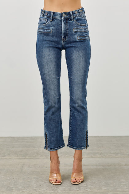 TRUEDAMES Mid Rise Skinny Crop Tummy Control Blue US 10 2