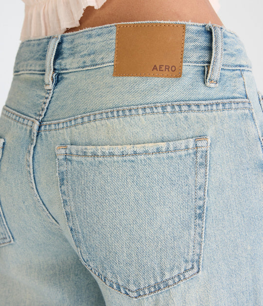 Aeropostale Low-Rise Baggy Wide Leg Jean Blue XSmall 4