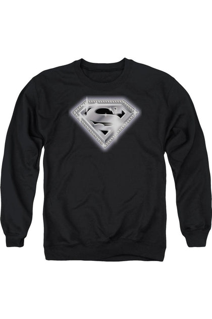 Gildan Superman Bling Shield Crewneck Sweatshirt Black Medium 2