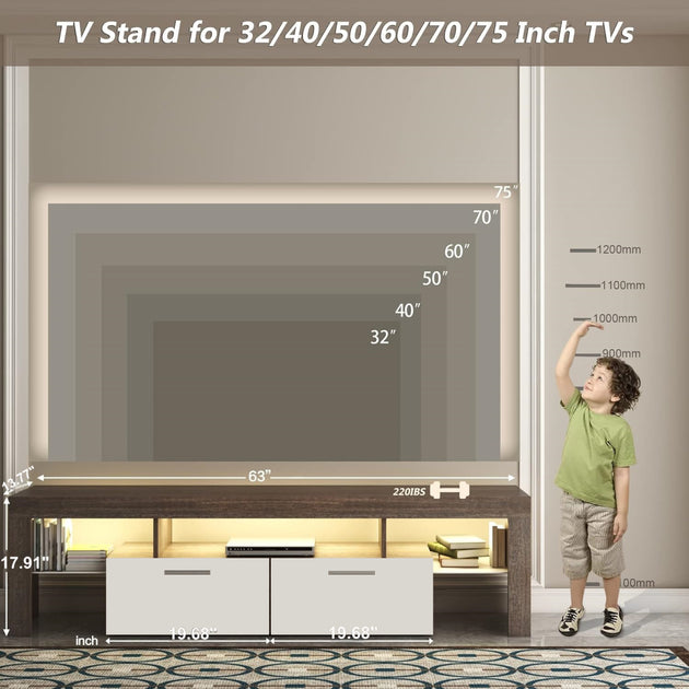 Streamdale DFW LED TV Stand Brown/White 4