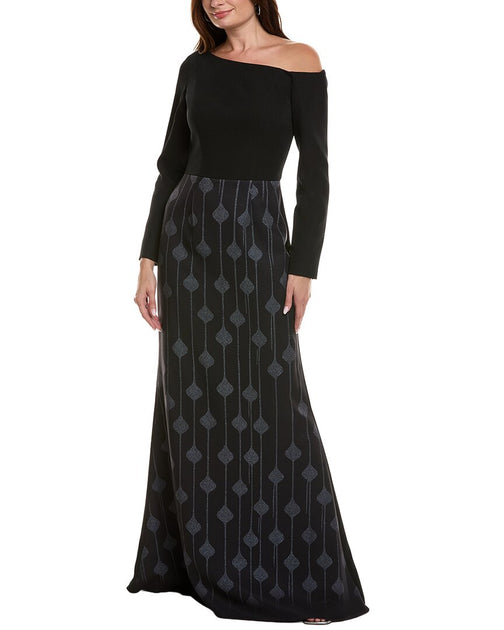 Rene Ruiz Border Crepe Gown Noir US 4 2