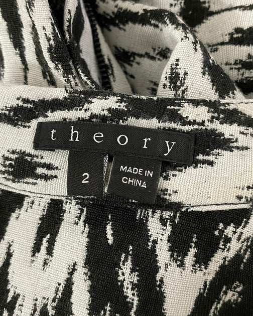 Theory Ikat-Print Sheath Dress Grey XS 4