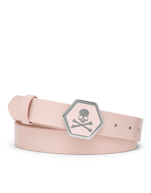Philipp Plein Leather Belt Skull White 90cm 4