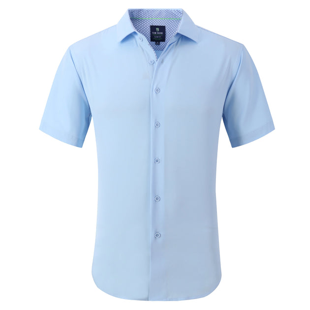 Tom Baine Slim Fit Performance Kurzarm Solid Button Down Blau Small 2
