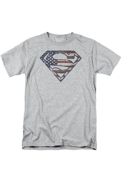 Gildan Superman War-Torn Flag T-Shirt Grey Medium 2