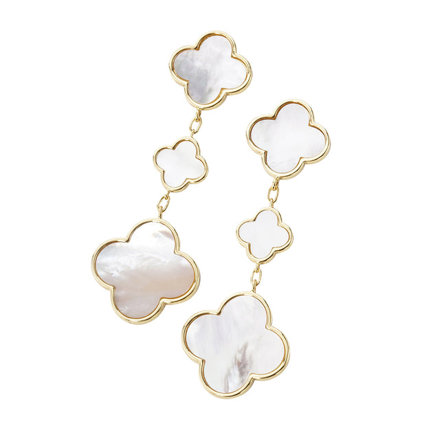 FASHNZFAB Triple Quatrefoil Link Drop Earrings Multicolor 5