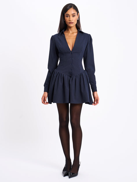 Miss Circle Xabrina Robe Chemise Rayée Bleu Marine 3