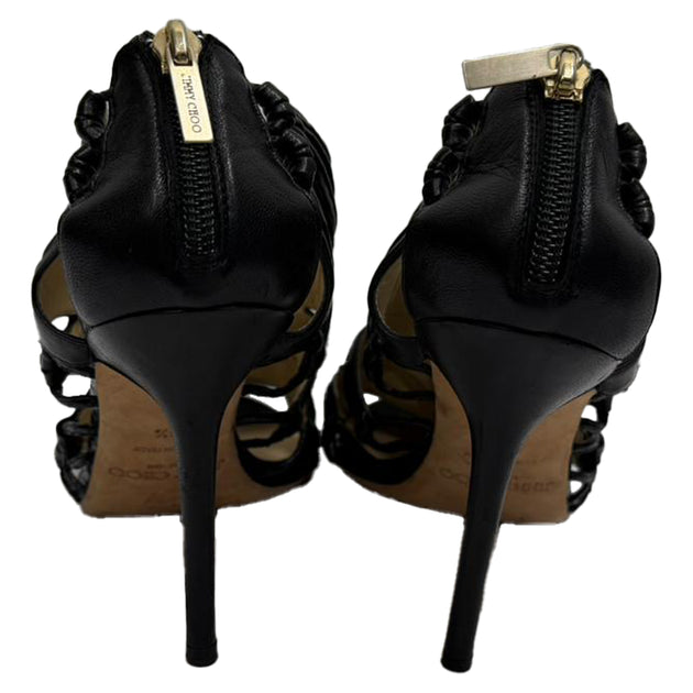 Jimmy Choo Cut-Out Sandal Heels Black EU 38.5 4