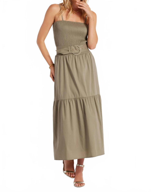 Bishop + Young Stella Smock Tiered Midi Dress Beige Small 2