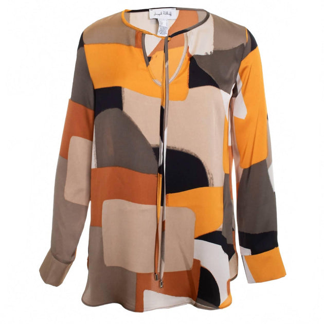 Joseph Ribkoff Abstract Print Blouse Orange US 2 2