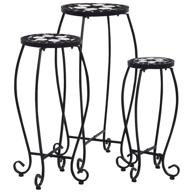 vidaXL Mosaic Table 3 pcs Black White Ceramic 2