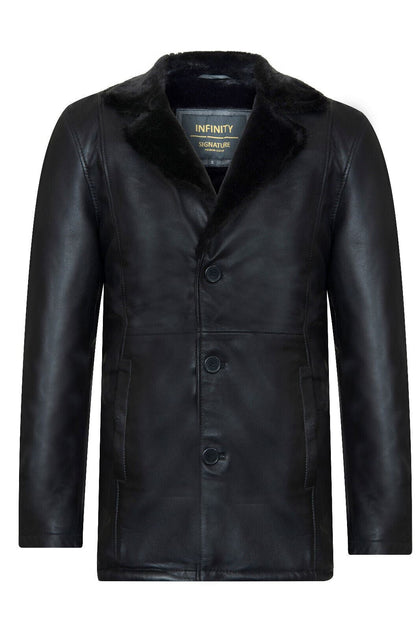 Infinity Mens Reefer Leather Jacket Black XLarge 2