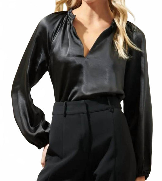SUGARLIPS Alcazar Satin Blouse Black XL 2