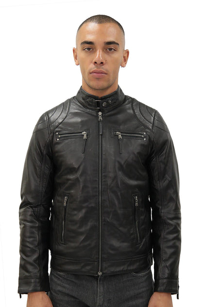 Infinity Mens Moto Leather Biker Jacket Black XSmall 2