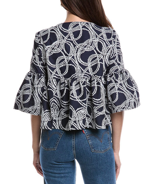 Joseph Ribkoff Jacquard Jacket Blue US 12 3