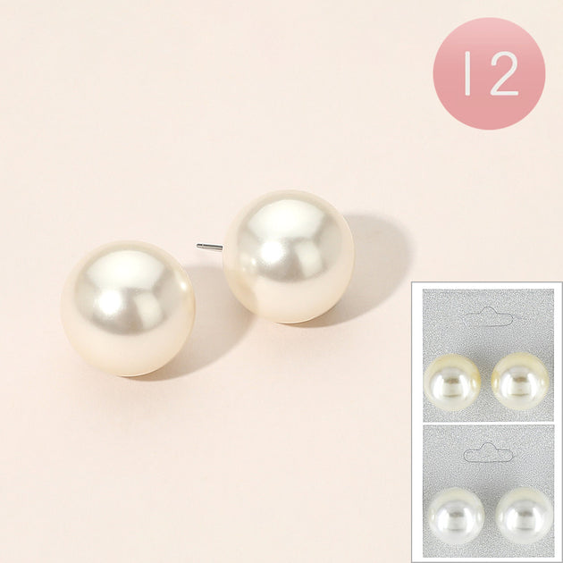 FASHNZFAB Classic Round Pearl Earrings Silver 2