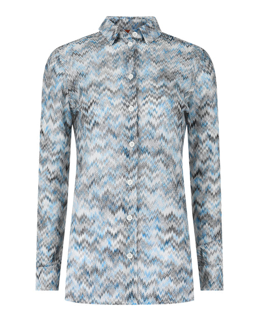 M Missoni Shirt Chevron Print Brown Medium 2