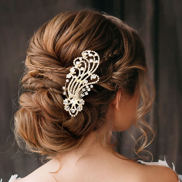 FASHNZFAB Bubble Stone Embelled Hair Comb Gold 2