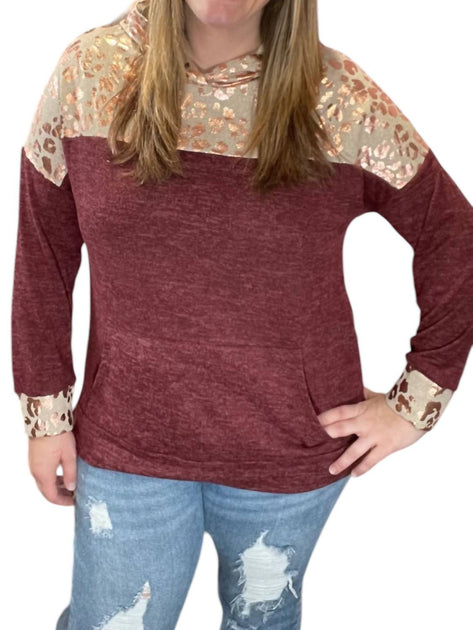 honeyme Animal Print Hoodie Red 3X 4
