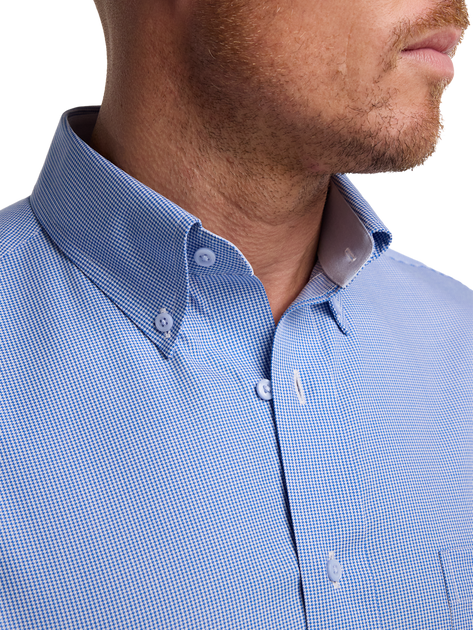 Paul Fredrick Houndstooth Dress Shirt Blue US 16.5 4