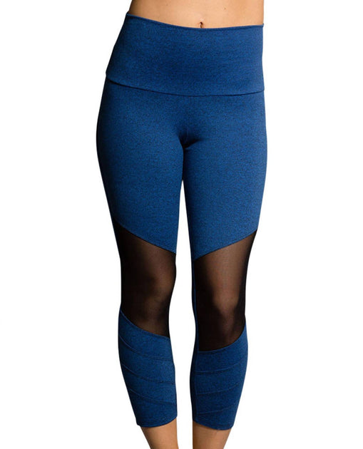 Onzie Leggings Capri Mesh Moto Femme Bleu Small/Medium 2