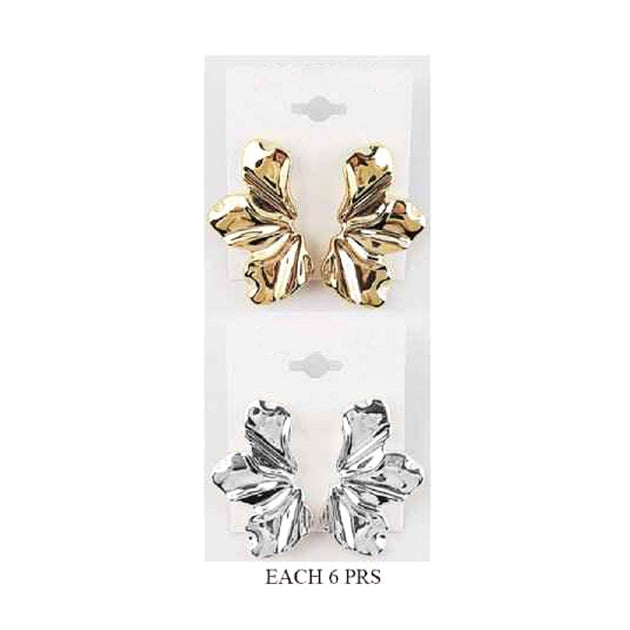 FASHNZFAB 12Pairs Abstract Petal Earrings Gold Silver 3