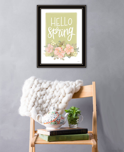 Hivvago Hello Spring Floral Framed Print Wall Art Black 6