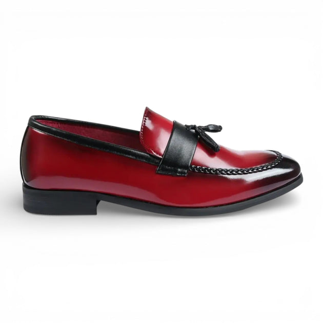 Infinity Tassel Faux Leather Loafers Red EU 46 2