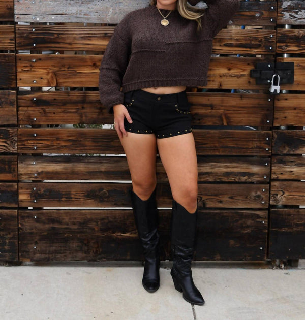 Sky to Moon Romi Suede Micro Shorts Black Small 4
