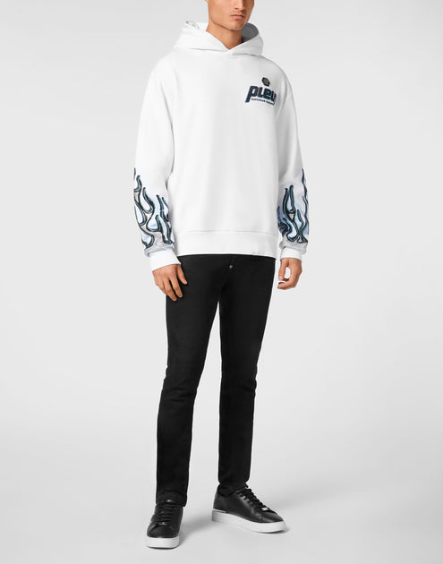 Philipp Plein Flame Racing Hoodie White Small 3
