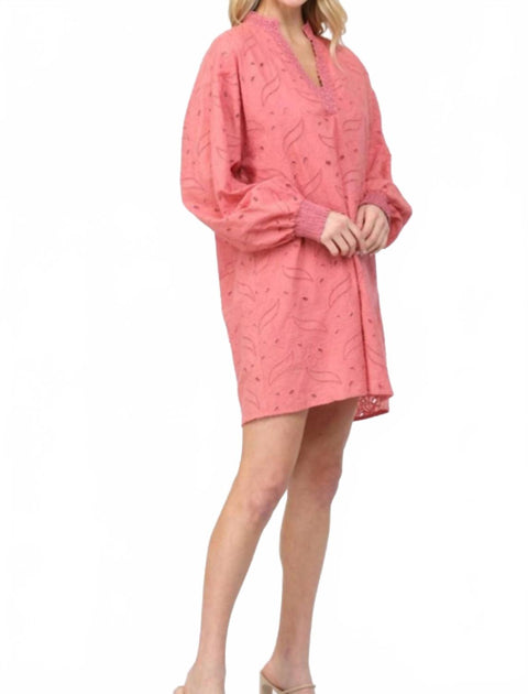 Fate by LFD Eyelet V-Neck Mini Dress Pink Medium 4