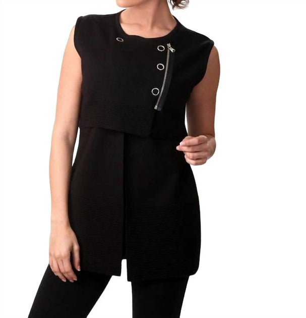 ANGEL Side Snap & Zip Vest Black Large 3