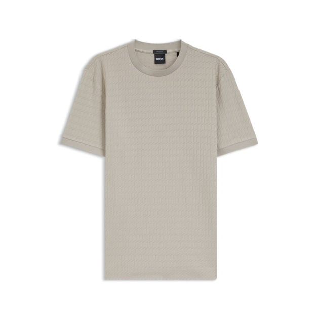 Boss Geometric-jacquard T-shirt Beige Small 2