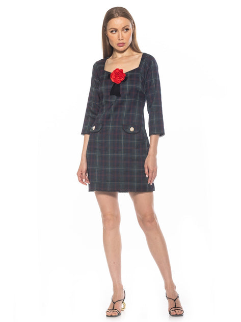 Alexia Admor Delaney Plaid Dress Grey US 6 2