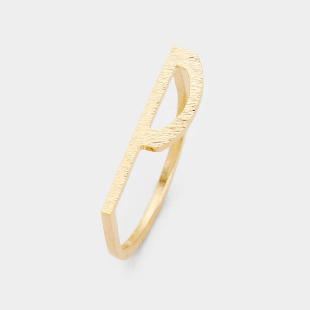 FASHNZFAB P Initial Monogram Brass Ring Silver US 7 2