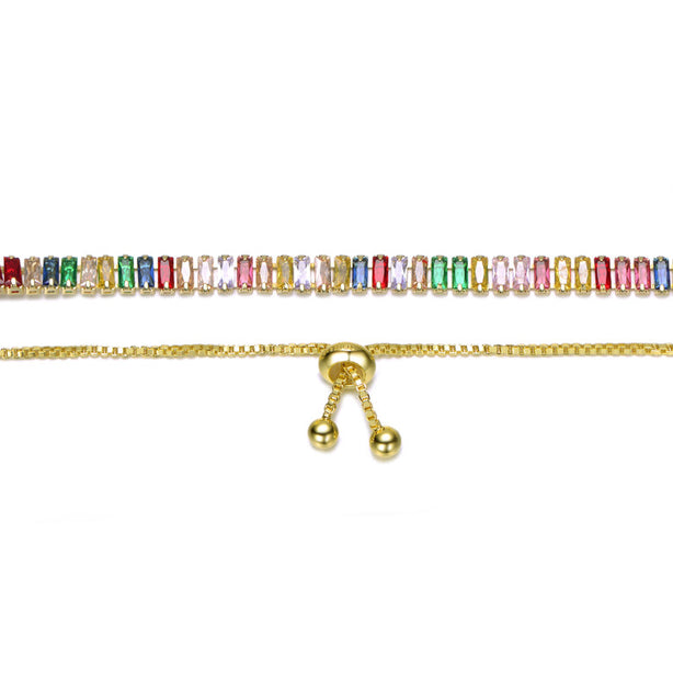 Rachel Glauber Cubic Zirconia Bolo Bracelet Pink One Size 3