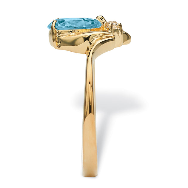 Palm Birthstone Crystal 18k Gold-Plated Ring Multi US 10 3