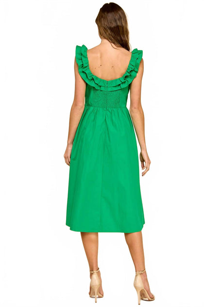 TCEC Searcy Ruffle Dress Green Medium 3
