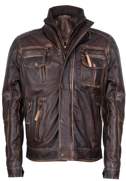 Infinity Toronto Leather Biker Jacket Brown Small 2