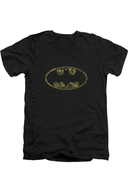 Gildan Batman Tattered Logo V-Neck T-Shirt Black XL 2
