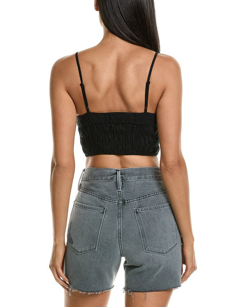 Onia Air Smocked Linen-Blend Tank Noir XLarge 3