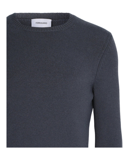 Ferragamo Rundhals Kaschmir Strickpullover Blau XXL 4